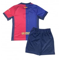 Camisa de Futebol Barcelona Equipamento Principal Infantil 2024-25 Manga Curta (+ Calças curtas)
